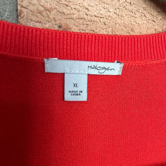 Halogen Size XL Scarlet Red Orange Cardigan Sweater Women Button Top - Picture 2 of 5